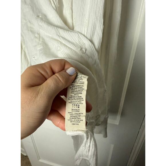 Free People Ivory Wishful Moments Tie Neck Balloon Sleeve Sleeve Romantic Top M - Picture 6 of 8